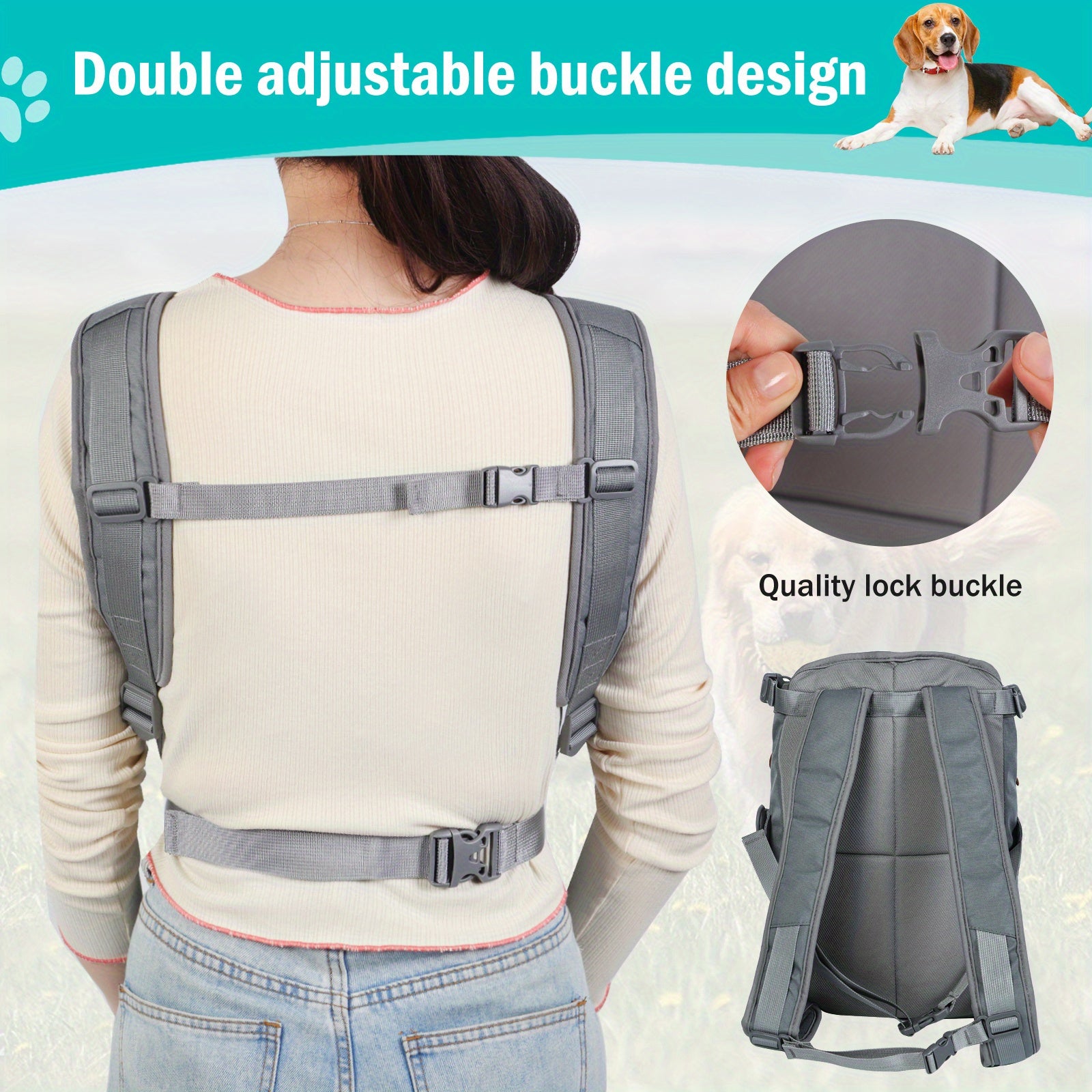 Legs Out Dog Carrier Backpack Front Facing for Small Medium Large Dogs
