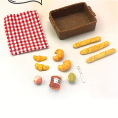 12 Dollhouse Breakfast Set Bread Basket Doll House Food Accessories