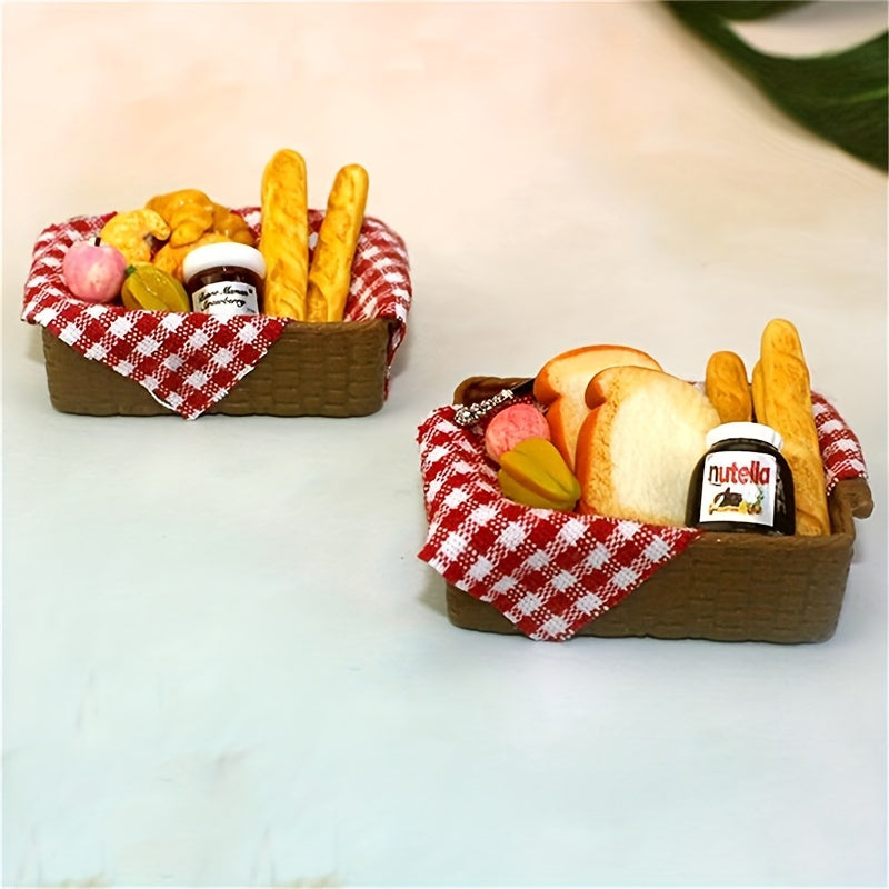 12 Dollhouse Breakfast Set Bread Basket Doll House Food Accessories