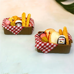 12 Dollhouse Breakfast Set Bread Basket Doll House Food Accessories