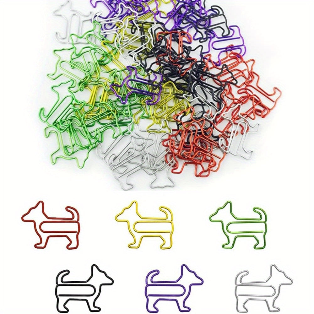 40pcs Dog Shaped Paper Clips Animal Bookmarks Clips - Fun Office Supplies