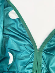  Polka Dot Cutout V-Neck Bra & Panty Lingerie Set