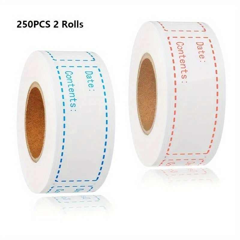 250 Removable Freezer Labels 2.54 x 7.62 cm Food Storage Stickers