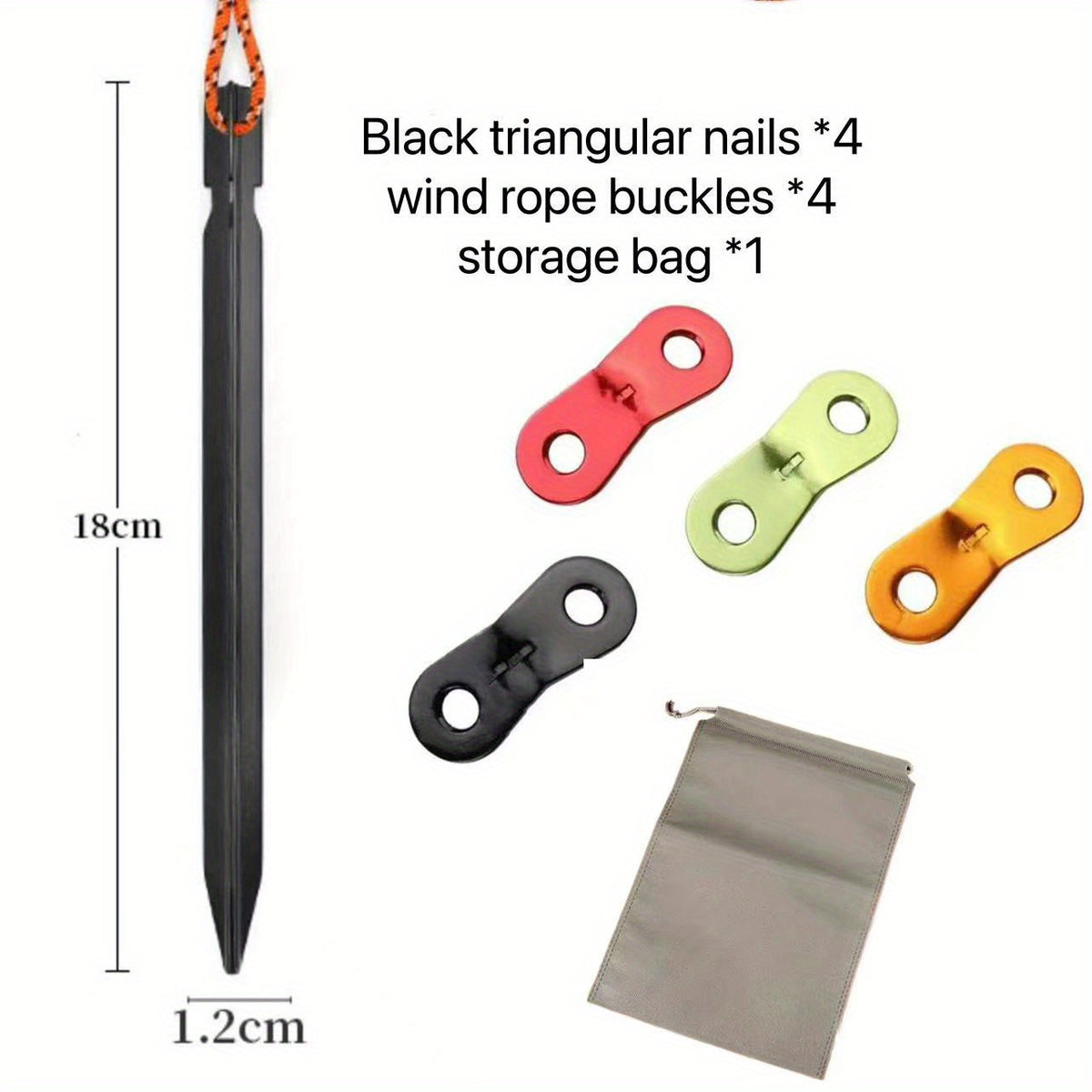 9pcs Aluminum Alloy Nails & Wind Rope Buckles Set with Carry Bag