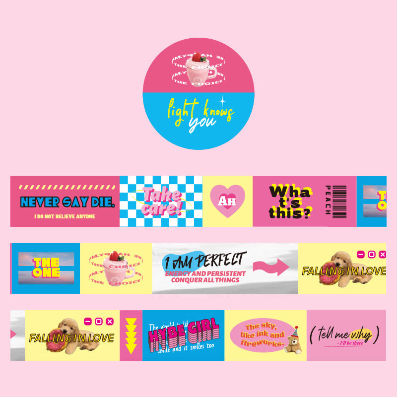 1 Roll Light Washi Tape DIY Journal Decoration Sticker