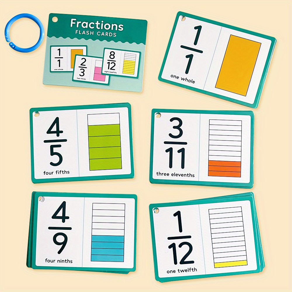 35pcs LACHILLY Double Sided Fraction Flash Cards Educational Math Learning Tool