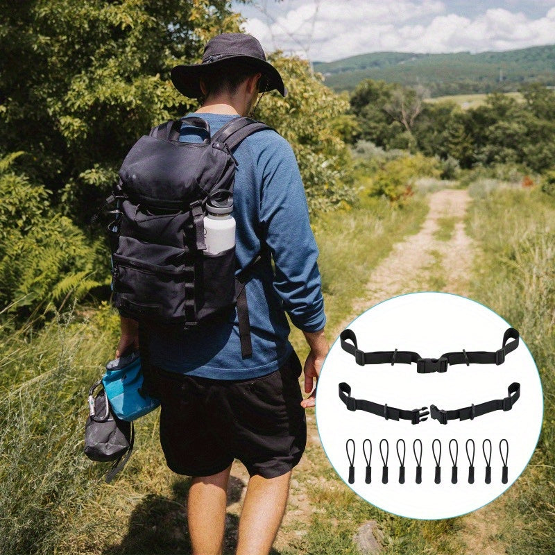 Adjustable Chest Straps & Zipper Pulls for Backpack Hiking - 12pcs