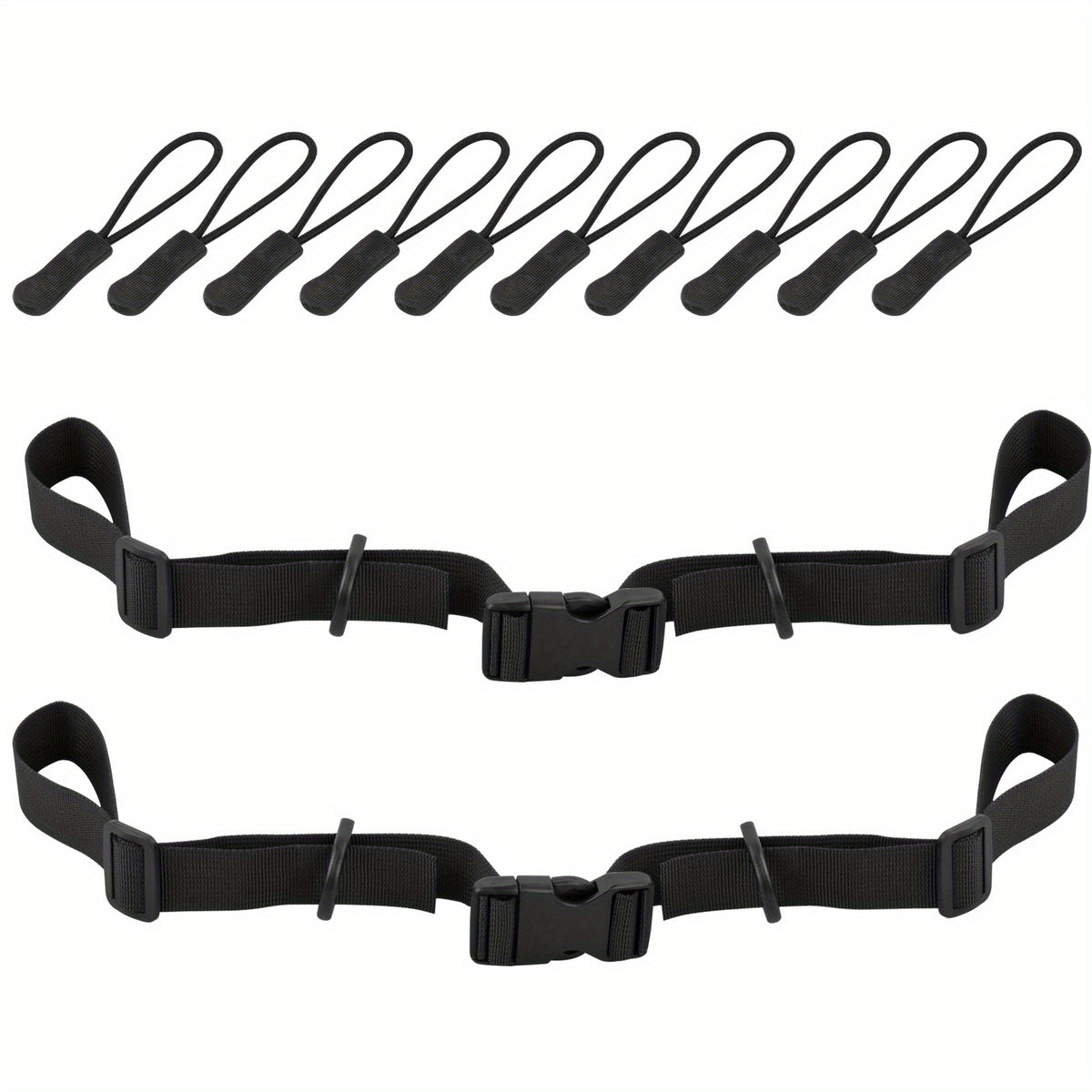 Adjustable Chest Straps & Zipper Pulls for Backpack Hiking - 12pcs