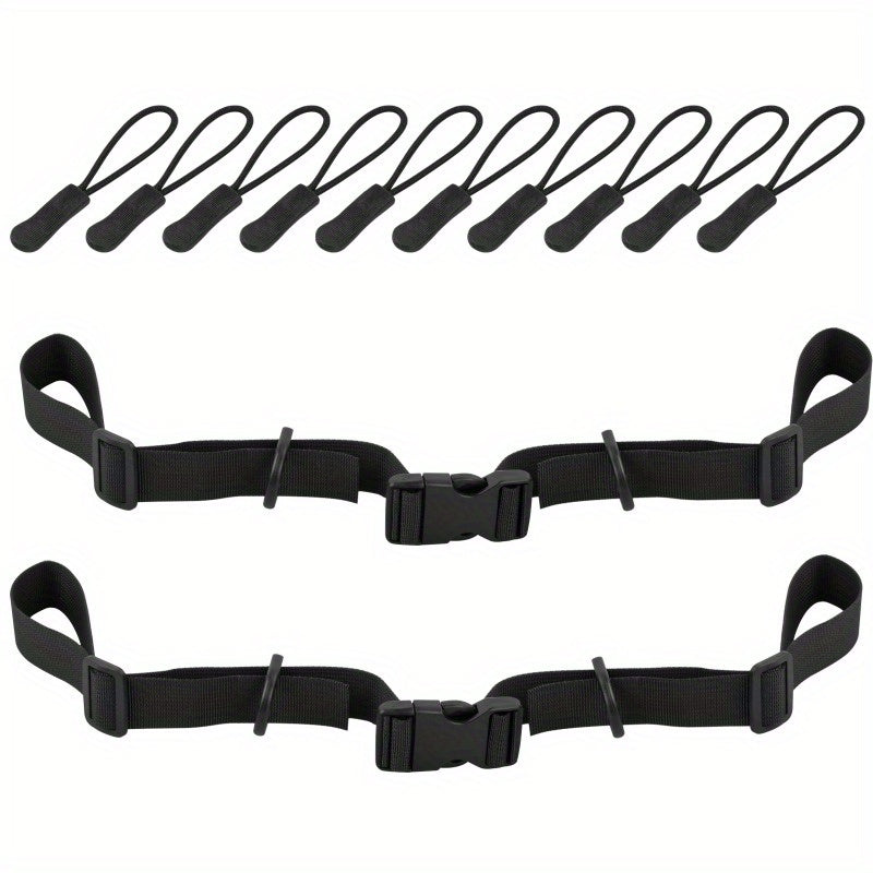 Adjustable Chest Straps & Zipper Pulls for Backpack Hiking - 12pcs
