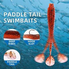 10pcs Paddle Tail Swimbaits Soft Baits Fishing Tackle For Saltwater Freshwater