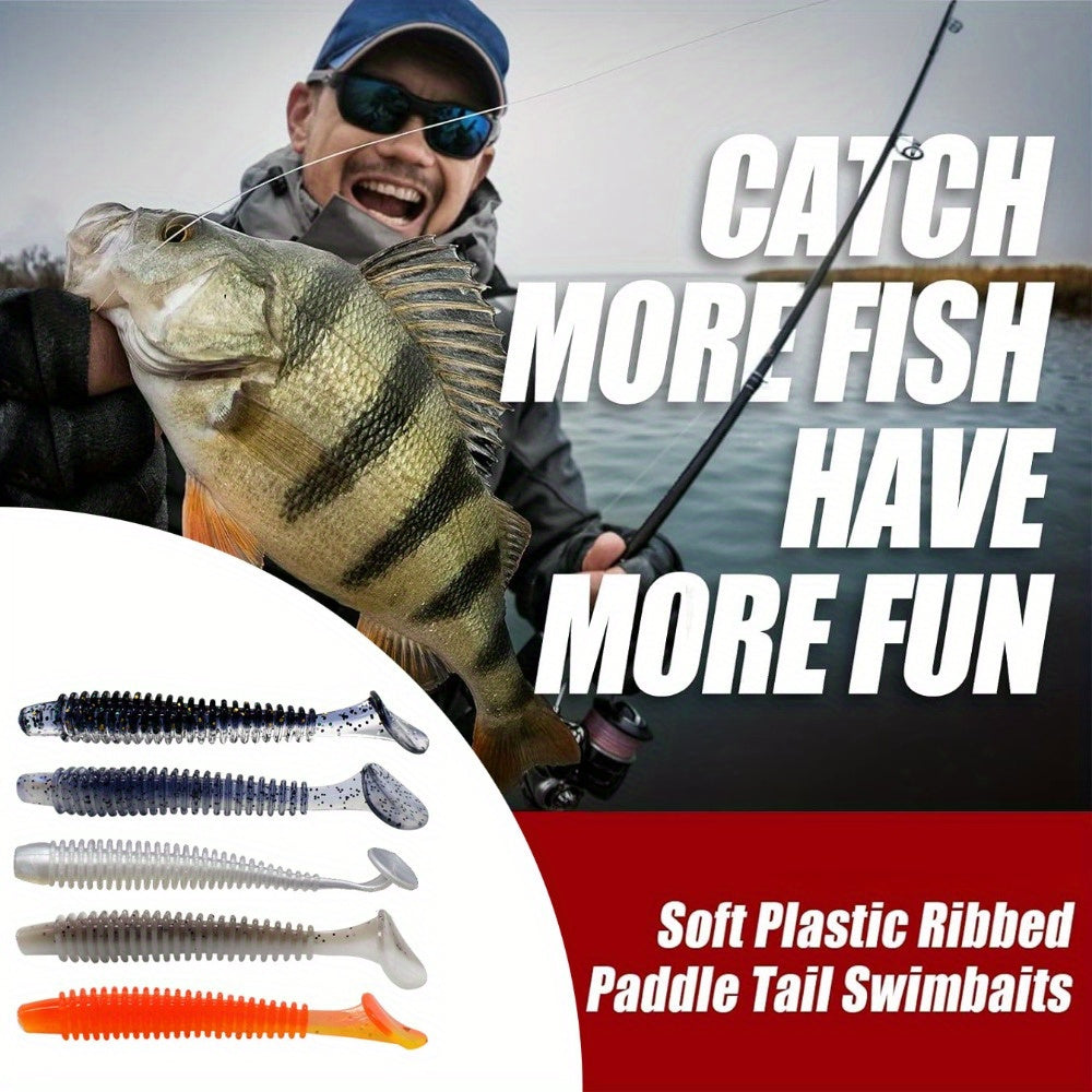 10pcs Paddle Tail Swimbaits Soft Baits Fishing Tackle For Saltwater Freshwater