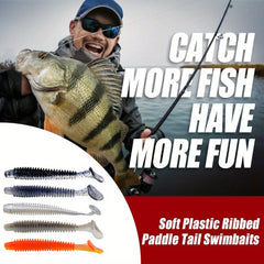 10pcs Paddle Tail Swimbaits Soft Baits Fishing Tackle For Saltwater Freshwater