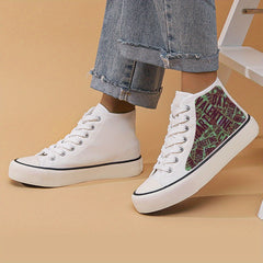 Heart Print Chunky Canvas Sneakers High Top Skate Shoes
