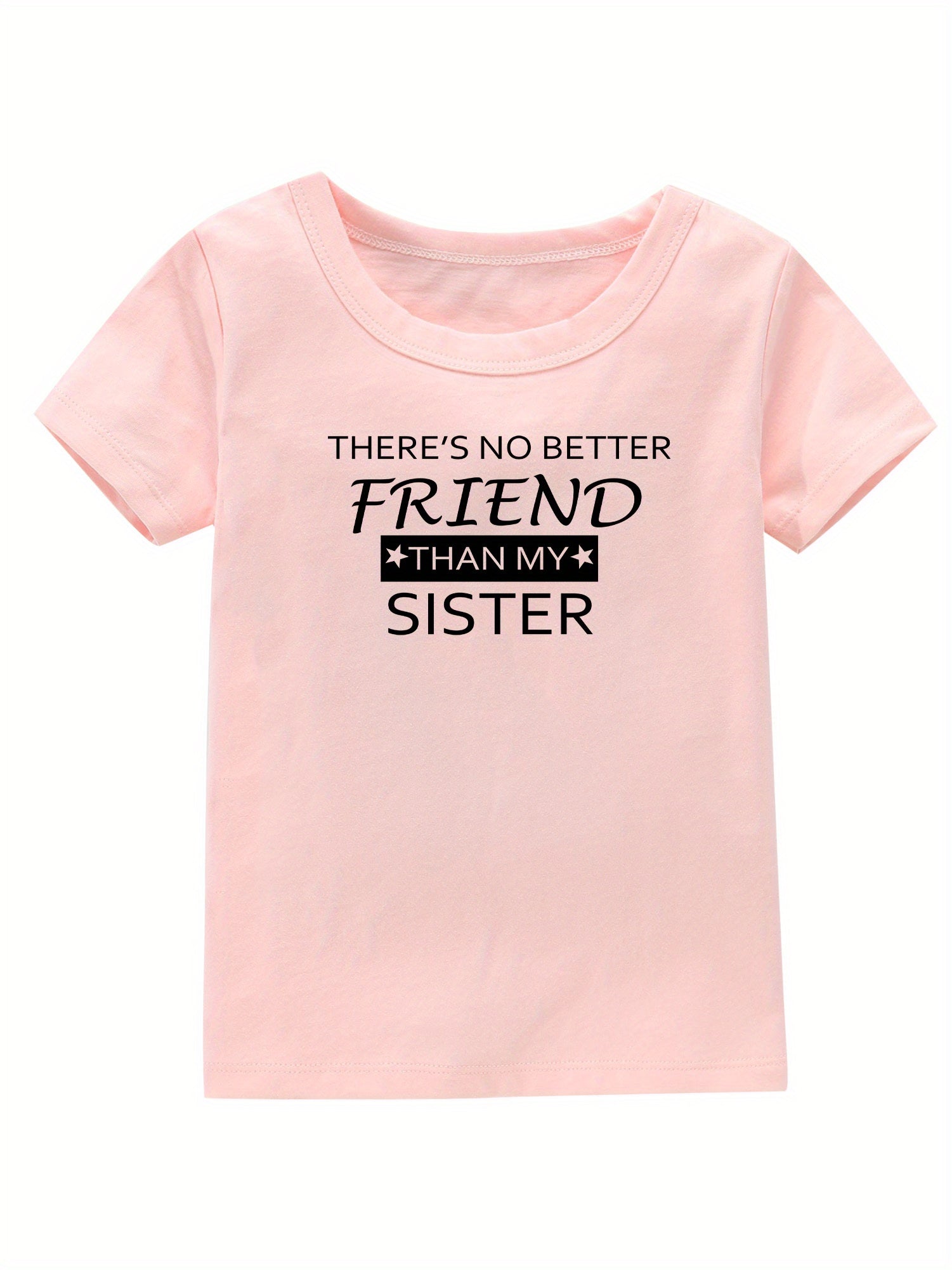 Sister Print Girl's Cotton T-shirt for Summer
