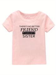 Sister Print Girl's Cotton T-shirt for Summer