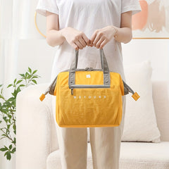 Bright Yellow Insulated Lunch Bag with Gray Handles
