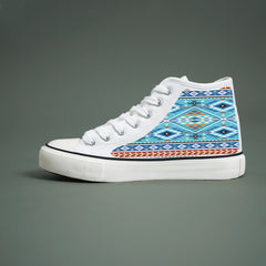 Ethnic Print Plush Lined Thermal Chunky Canvas Sneakers Flat Heighten
