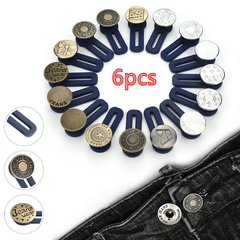 6pcs Metal Button Pants Waist Extender Stretch Waistband Size Adjuster