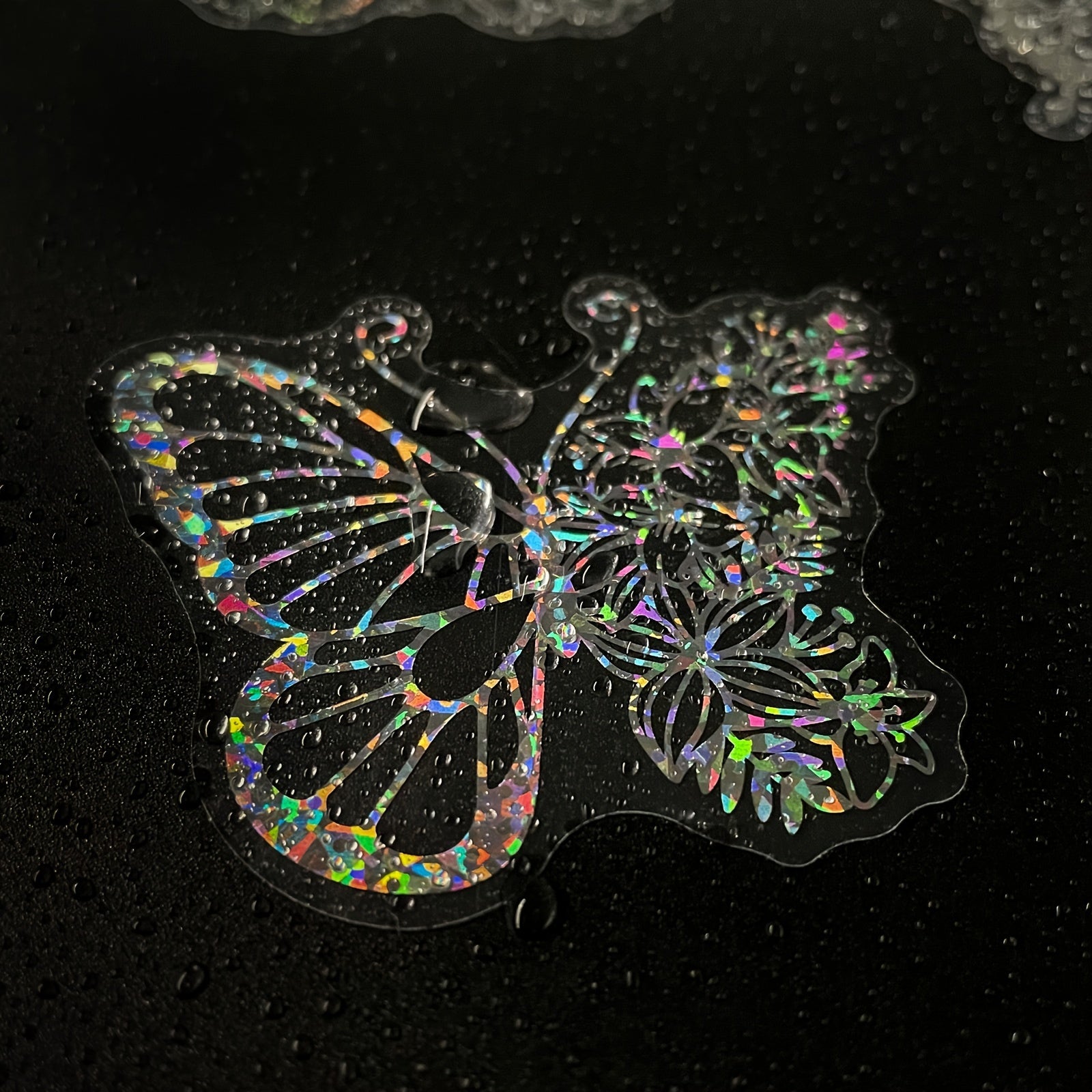 100pcs Transparent Butterfly Laser Stickers PET Creative Retro Stickers