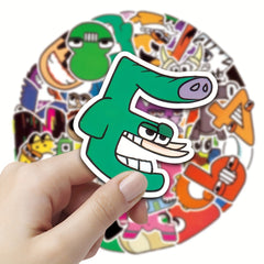 50 Cartoon Letter Vinyl Stickers, Water Bottles, Laptops, Luggage