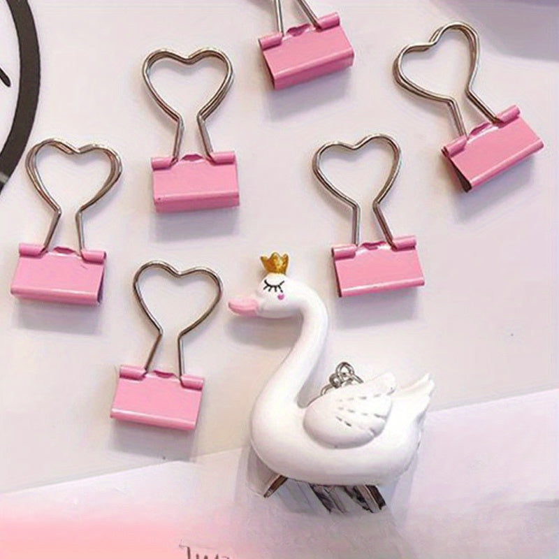 3pcs Pink Heart Shaped Paper Clip with Tail for Stationery