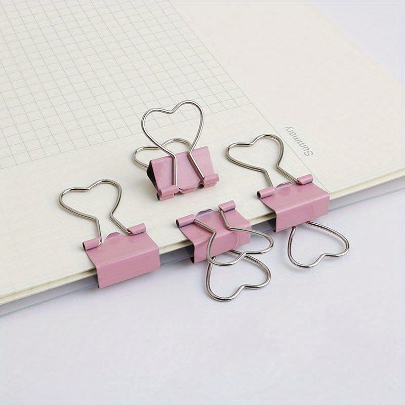 3pcs Pink Heart Shaped Paper Clip with Tail for Stationery