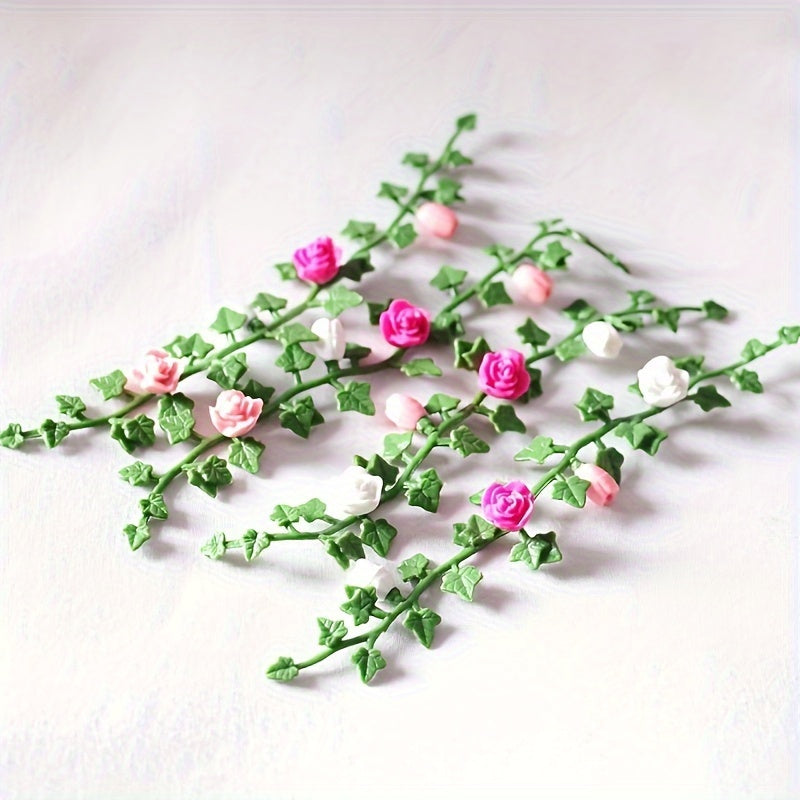 2pcs Mini Flower Garden Scene Dollhouse Mini Simulation Flower Garden Model