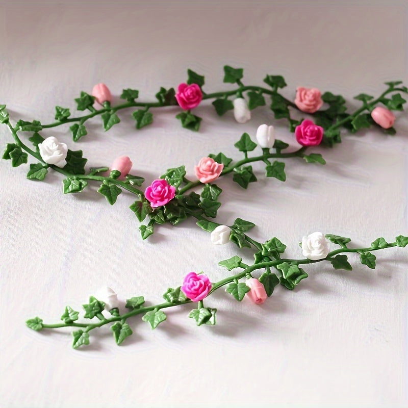 2pcs Mini Flower Garden Scene Dollhouse Mini Simulation Flower Garden Model