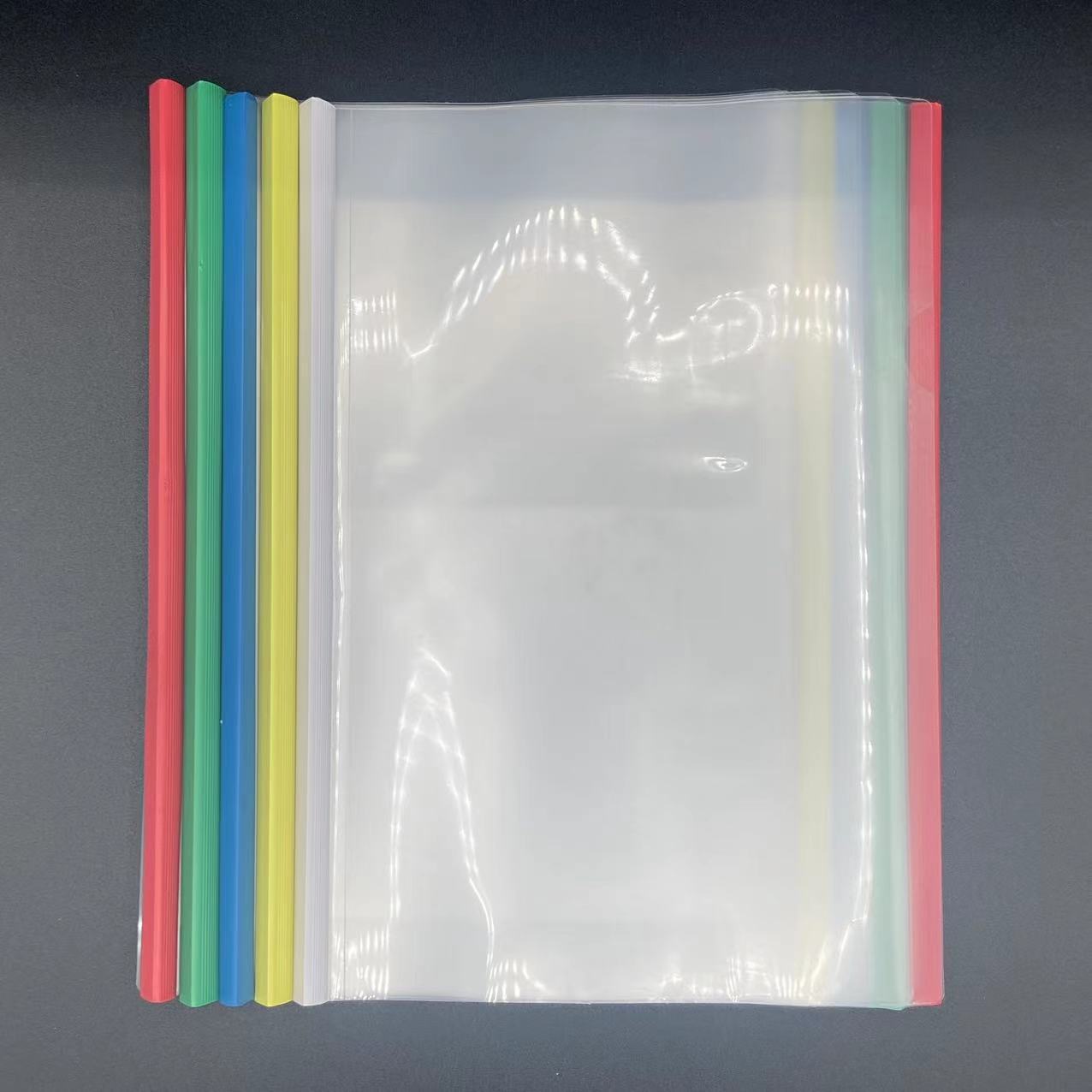 5pcs A4 Transparent File Folder PP Plastic Insert File Pull Rod Folder