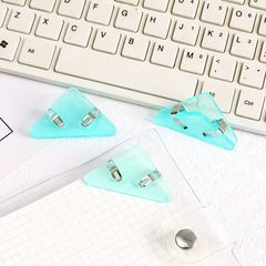 Acrylic Triangle Clip Set - Anti Roll Corner Clip for Office Documents