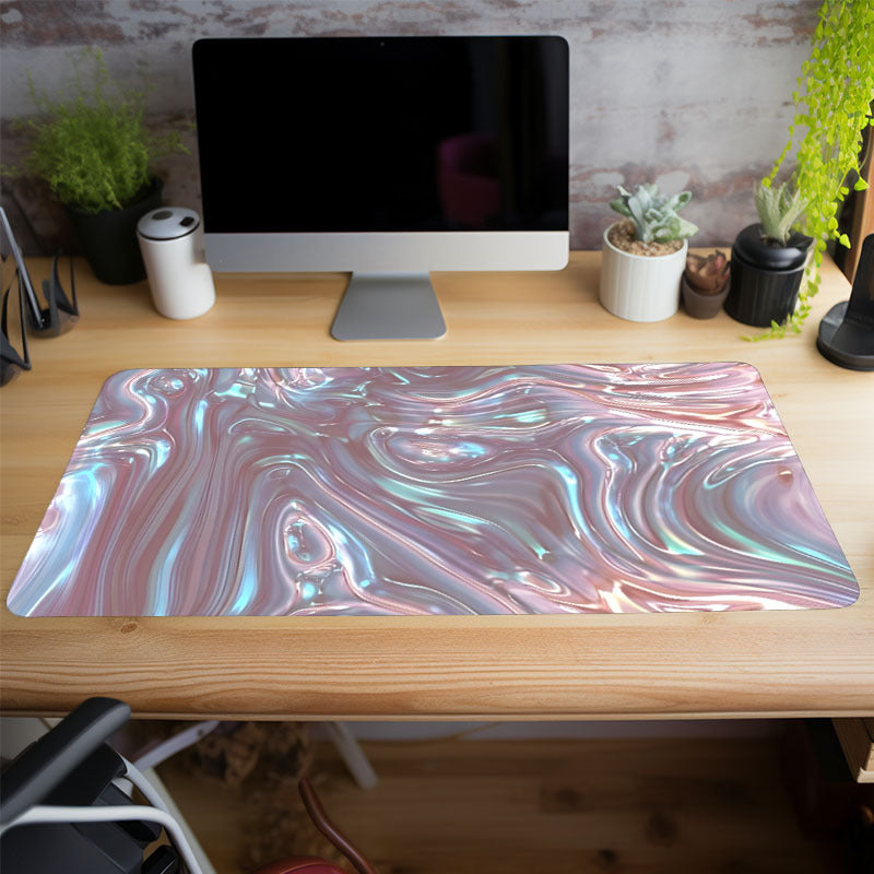 Pearlescent Light Red Gaming Mouse Pad Water Ripples Non Slip Desk Accessories