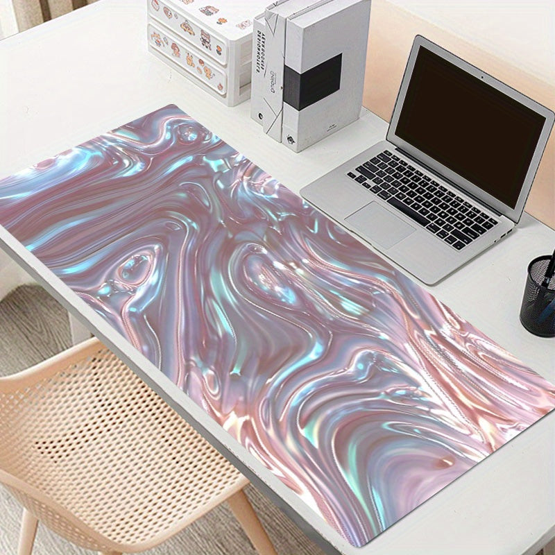 Pearlescent Light Red Gaming Mouse Pad Water Ripples Non Slip Desk Accessories