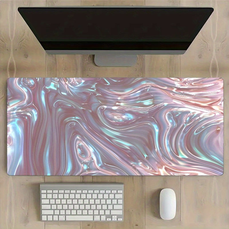 Pearlescent Light Red Gaming Mouse Pad Water Ripples Non Slip Desk Accessories