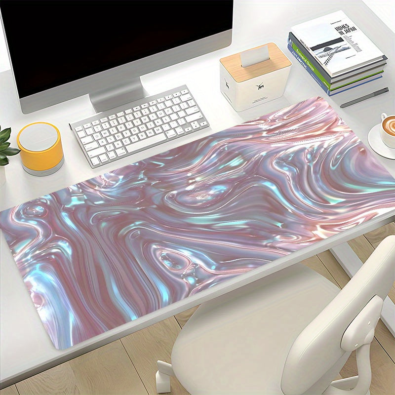 Pearlescent Light Red Gaming Mouse Pad Water Ripples Non Slip Desk Accessories
