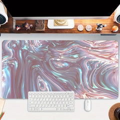 Pearlescent Light Red Gaming Mouse Pad Water Ripples Non Slip Desk Accessories