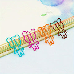 20pcs Bear Paper Clips Creative Model, School Office Supplies