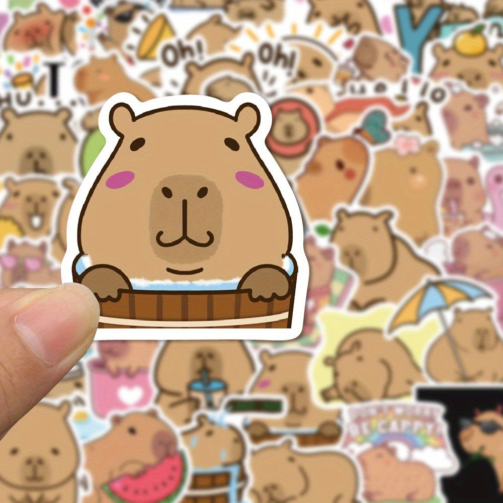 50pcs Waterproof Capybara Cartoon Stickers Pack Funny Love Doodle Art
