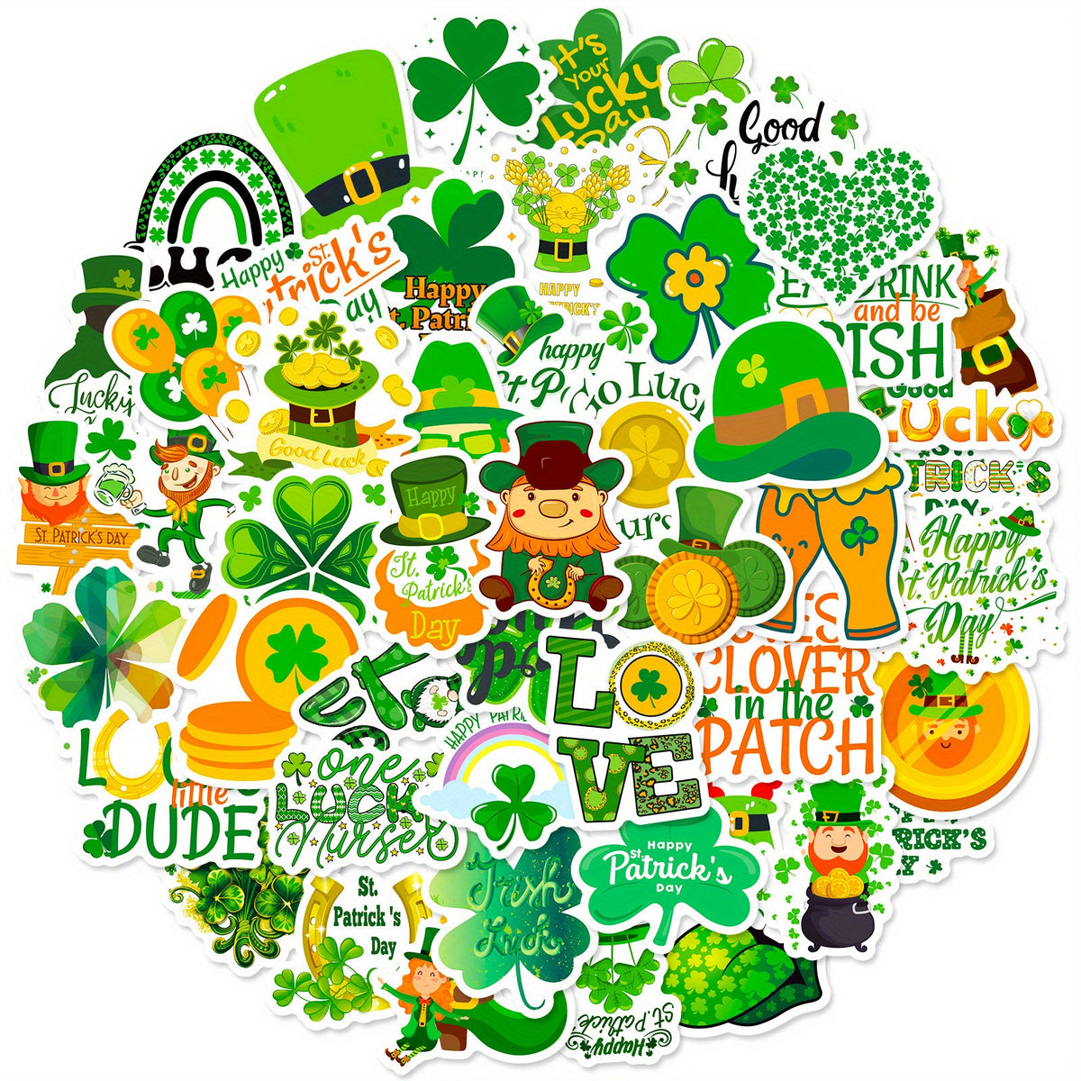 45pcs Irish Shamrock Stickers for St Patrick's Day