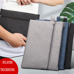 A5 Double Layer Zipper File Bag Oxford Canvas Invoice Storage Multifunctional