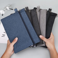 A5 Double Layer Zipper File Bag Oxford Canvas Invoice Storage Multifunctional