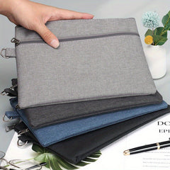 A5 Double Layer Zipper File Bag Oxford Canvas Invoice Storage Multifunctional