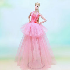 Pink Lace Wedding Party Dress for 11-8 inch Dolls