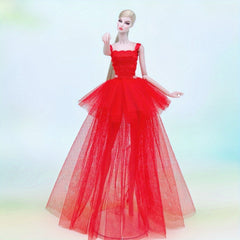 Pink Lace Wedding Party Dress for 11-8 inch Dolls