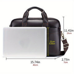 Men's Leather Briefcase Cowhide Handbag For 15 inch Laptop Travel Business Bag