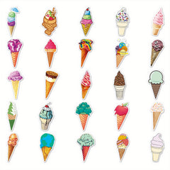50pcs Ice Cream Vinyl Stickers Waterproof Decals for Laptops & More