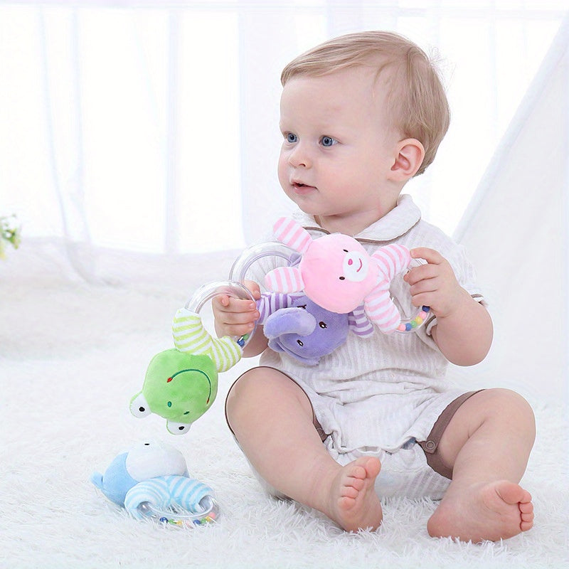 Animal Plush Handheld Tambourine Rattle And Bed Bell