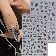 8 Sheet Butterfly Nail Art Sticker Holographic Laser Glitter Nail Stickers