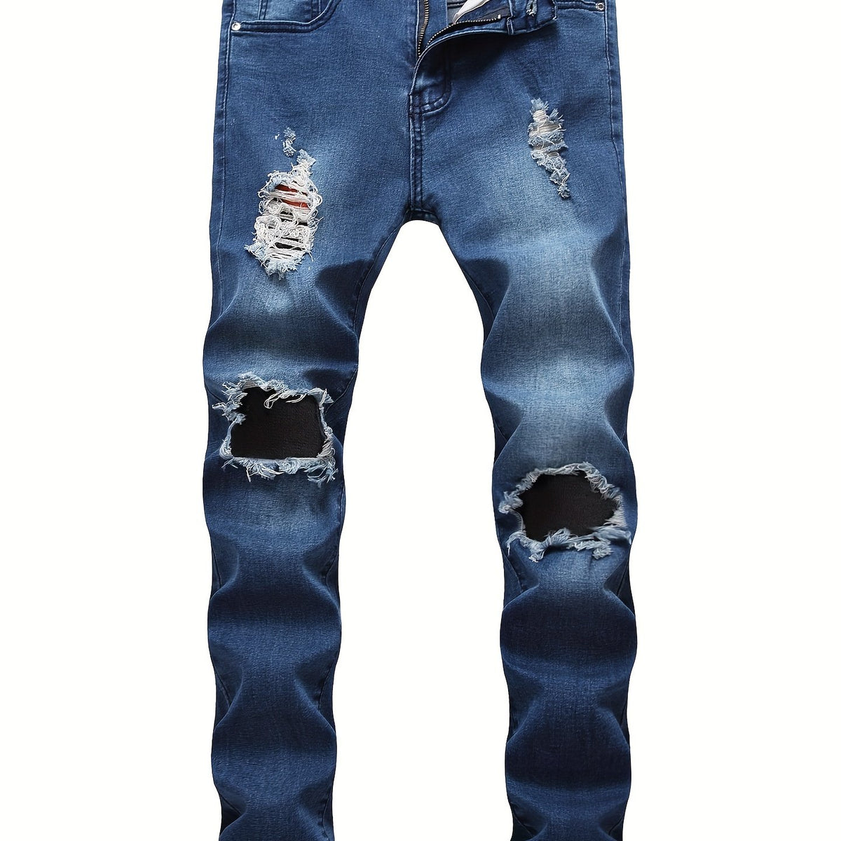 Men Ripped Distressed Destroyed Fit Washed Denim Jeans