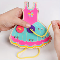 BEYTOON Wooden Skirt Threading Board Educational Toy
