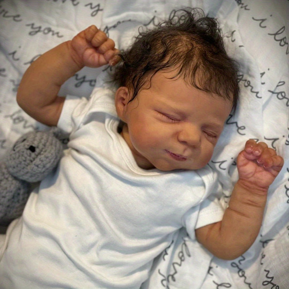 19in Soft Touch Cloth Body Silicone Asleep Reborn Doll Toy Lifelike Doll Gift